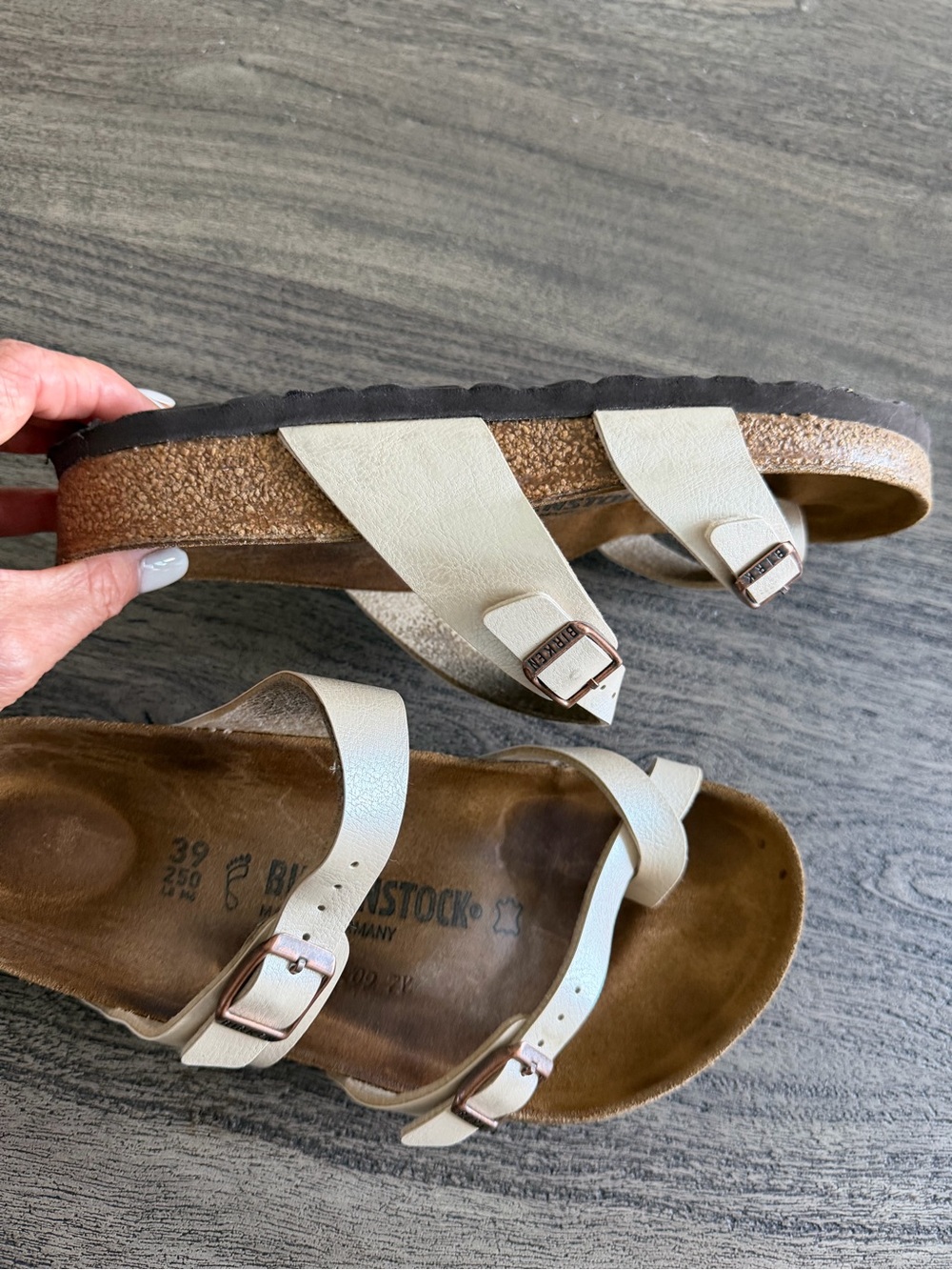 Birkenstock Beige Double-Buckle Cork Footbed Sandals - Picture 9 of 9
